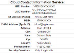 iCloud Contact Information Sample report